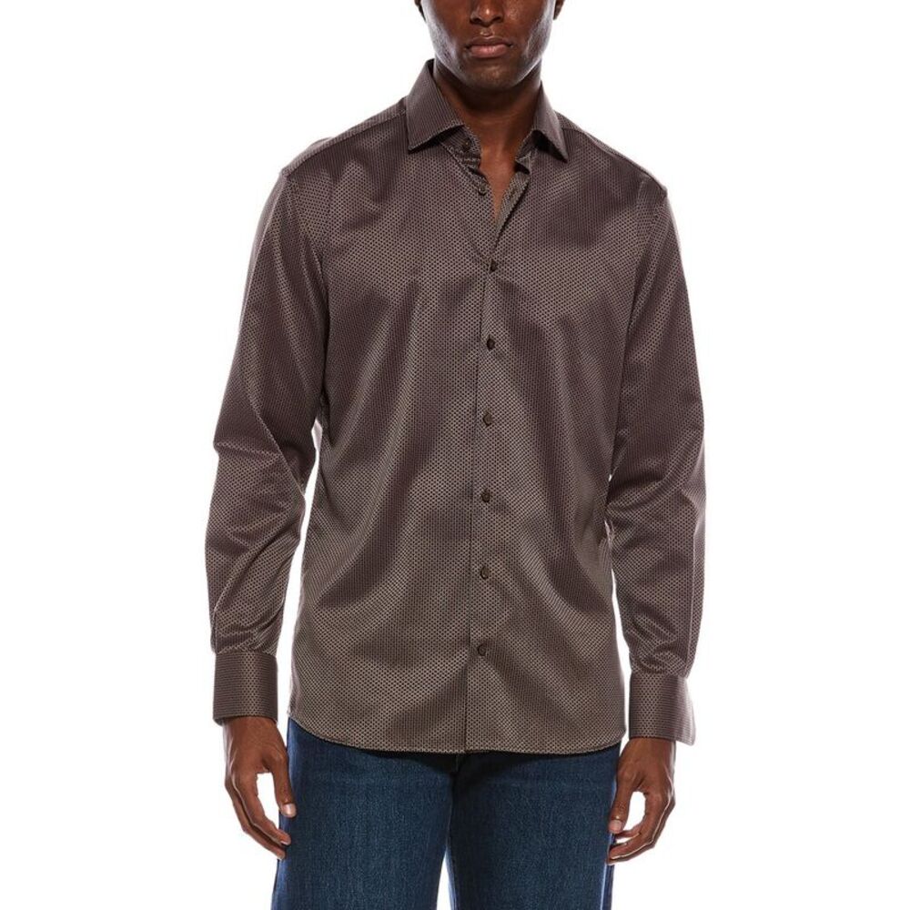 Eterna Mens  Structured Modern Fit Kettlance Shirt, Brown
